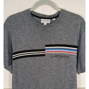Lacoste Shirt Knit Spell Out Croc Logo Tee Men's 4 Medium Gray‎ Cotton Knit SS